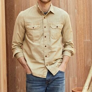 Outerknown Organic Cotton Utilitarian Shirt Beige (Sand Drift) Men’s L NWT $148